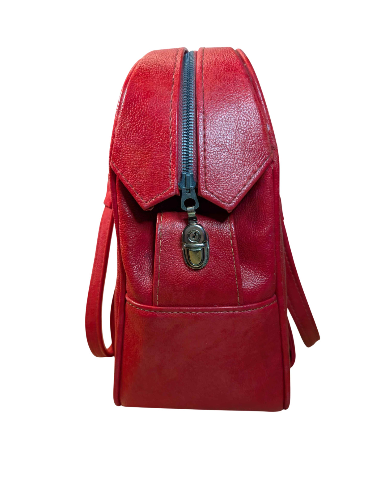 Vintage Samsonite Silhouette Red Vinyl Satchel 14.5in Boxy Tote Carry-on