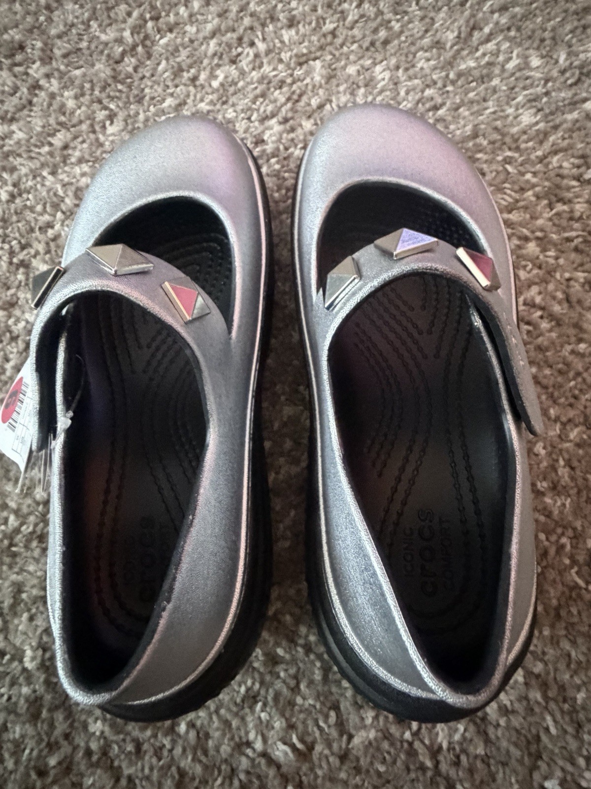 Crocs Stomp Silver Platform Mary Jane Shoes Sz W 6 – M 4