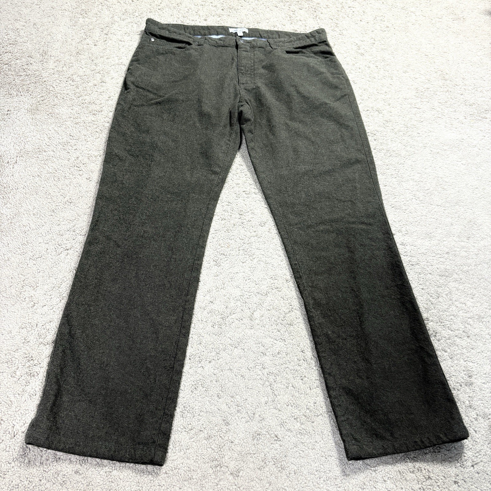Peter Millar Flannel 5-Pocket Pants Men 35 FITS 36×30 Green Stretch Cotton Golf