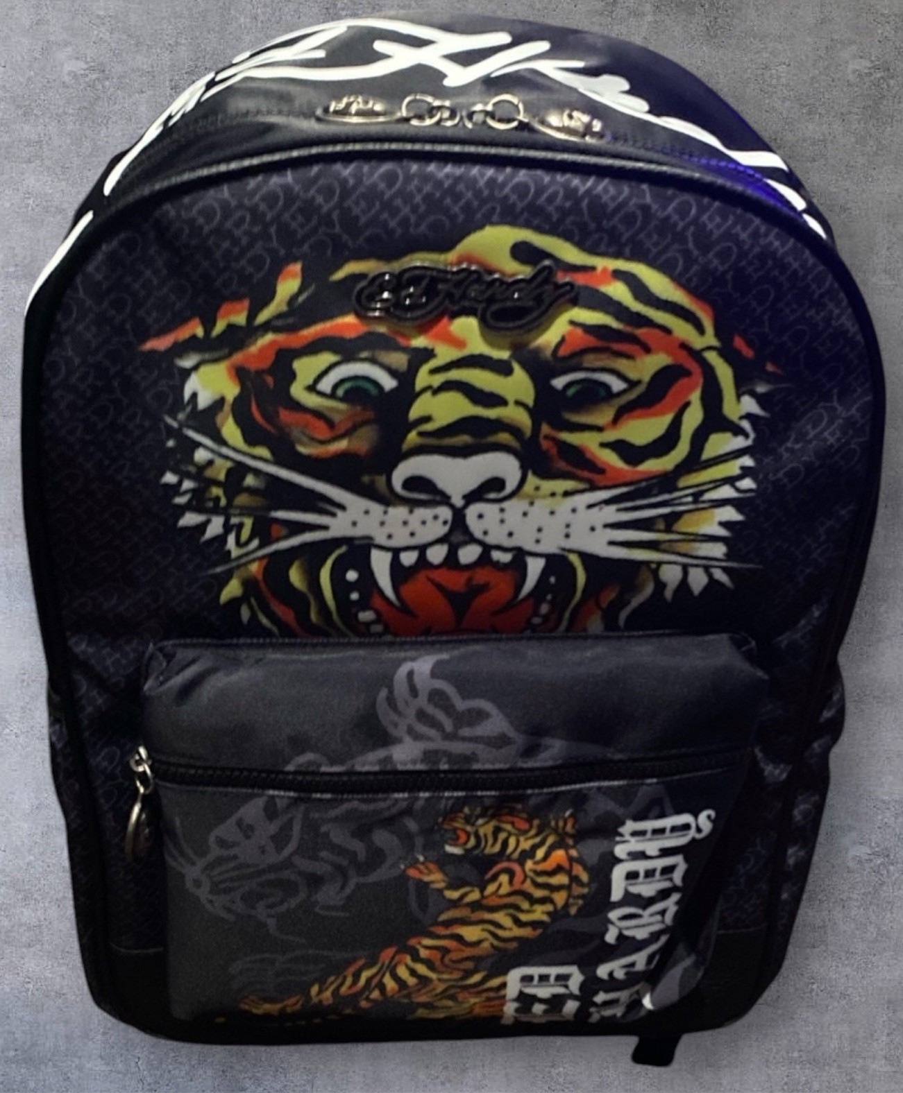 Ed Hardy Screaming Tiger Graphic Tattoo Large School Bag Backpack ~ Y2K ~ NWT