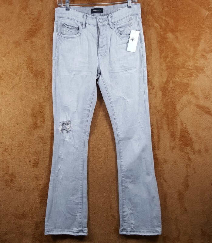 PURPLE BRAND Jeans Mens Size 30 Grey Wash Flare Leg Slim Fit P004 $320