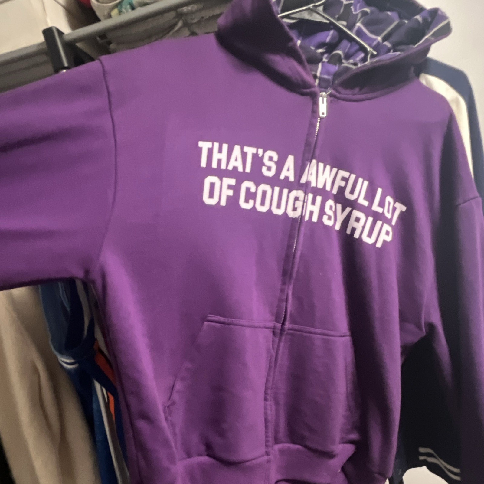 Desto Dubb Mens Purple Graphic Logo Full Zip Hoodie Kangaroo Pocket Size M