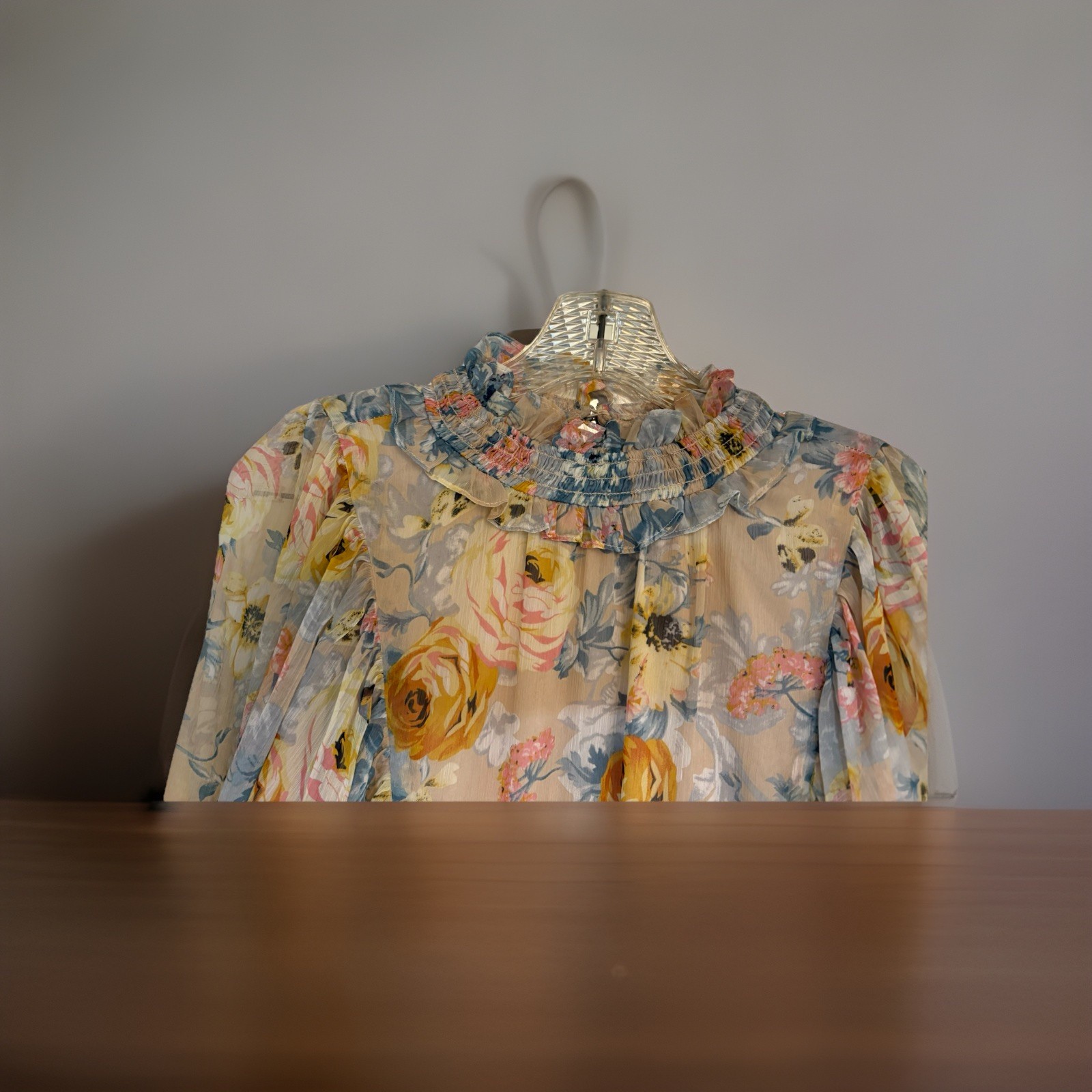 Elliatt Astrid Dress- floral chiffon dress with long, voluminous sleeves
