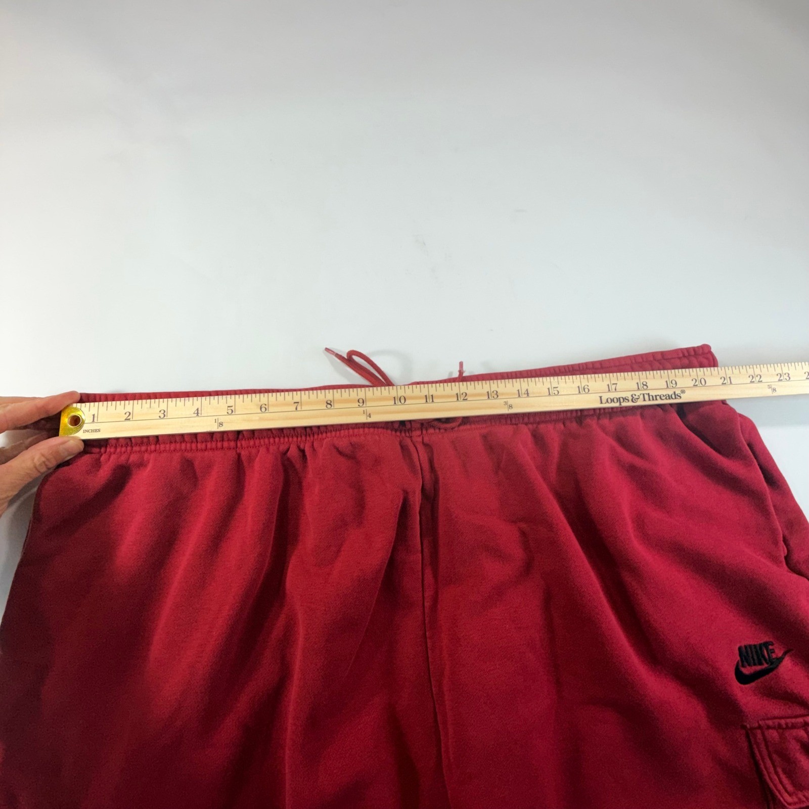 Nike Cargo Jogger Sweatpants Womens 3X Red Fleece Snap Pocket Athleisure Comfort