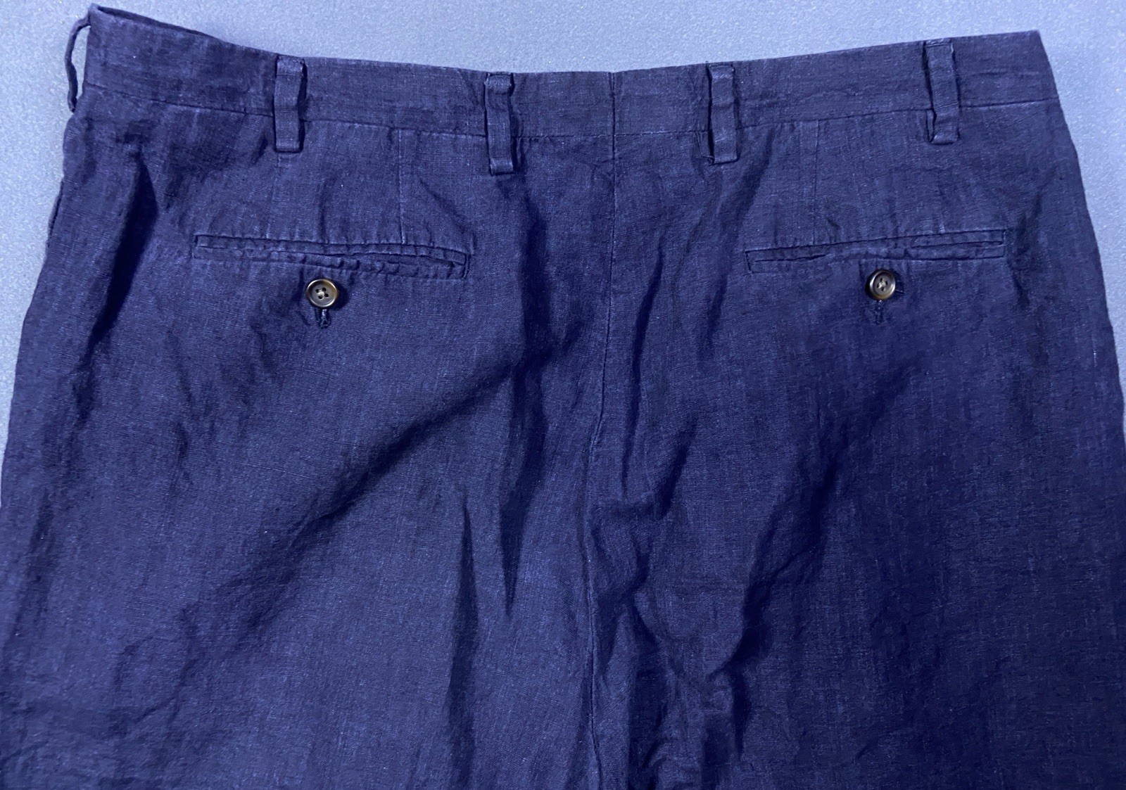Nautica Rigger Linen Mens 38×32 (Measures 31) Navy Blue Pleated Pants Nautical