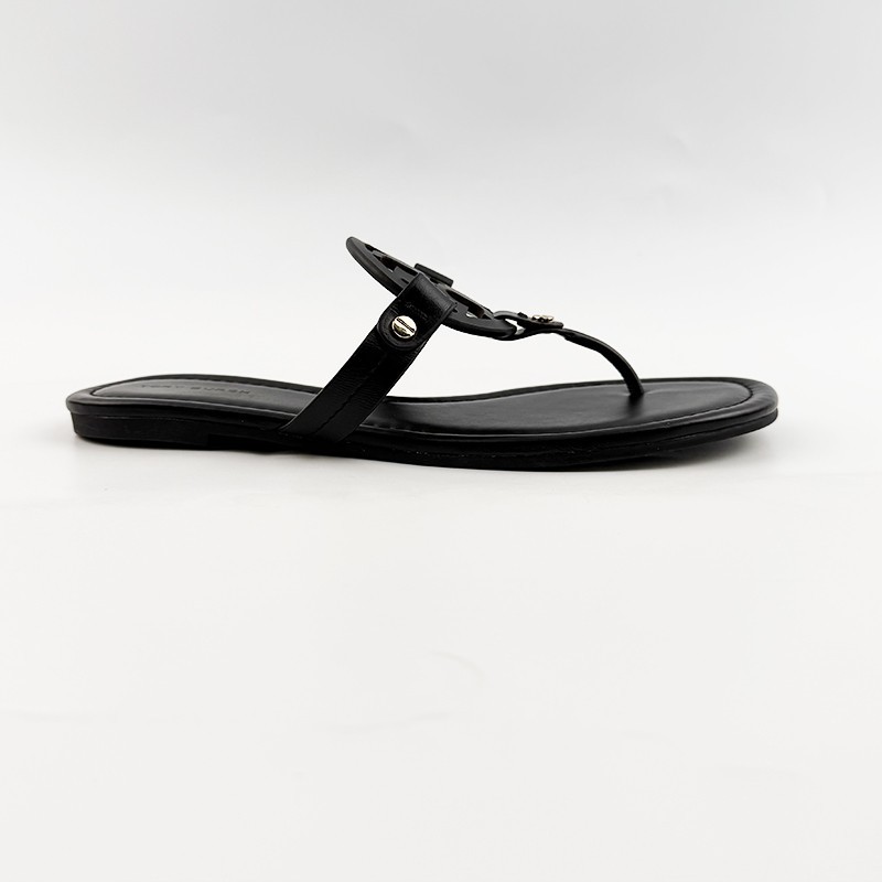 Tory Burch Women’s Miller Sandals Leather Perfect Black Thin Bottom Shoes US7-10