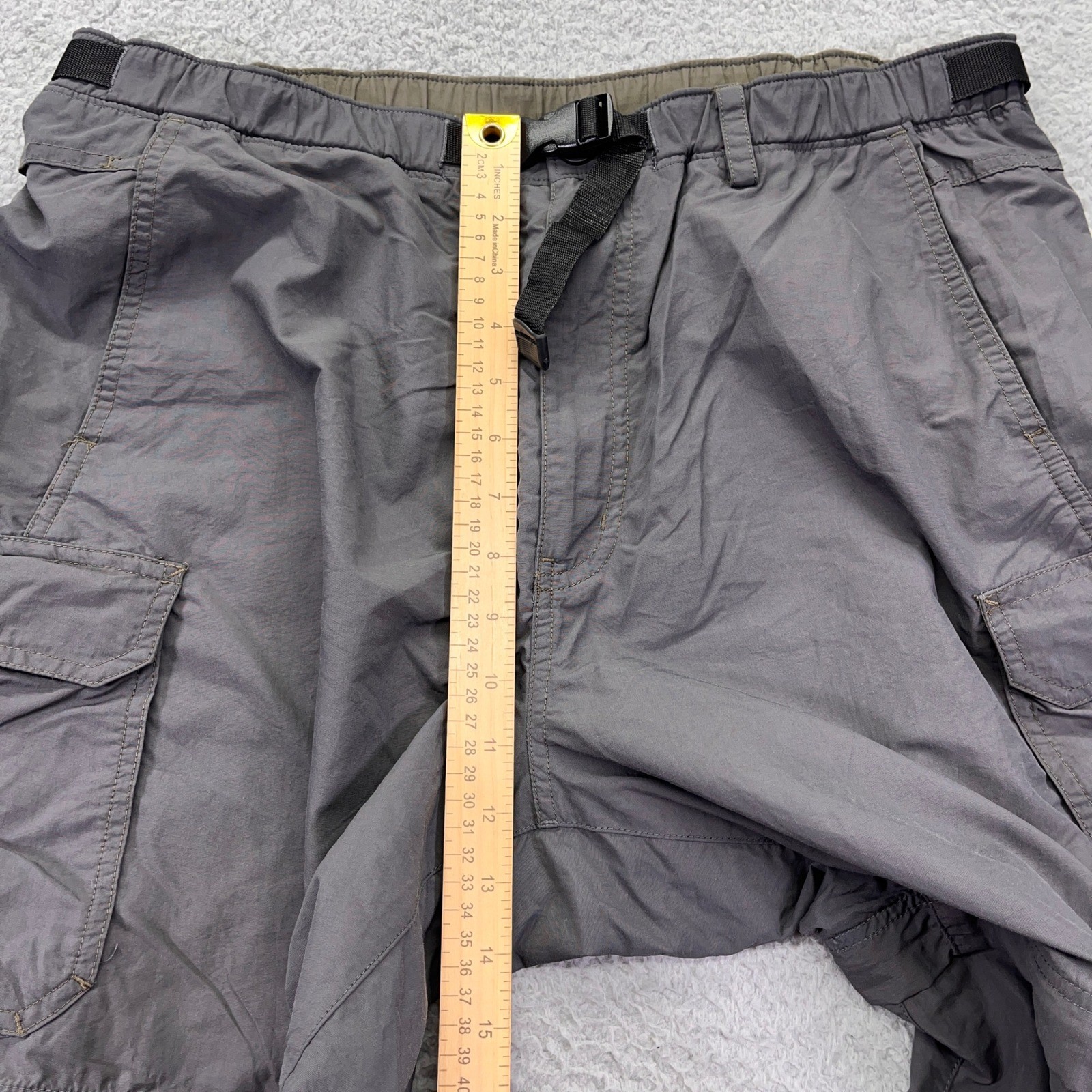 Rei Co-Op Pants Mens Large x30 Green Trailmade Cargo Roll Up Belted Nylon Hiking
