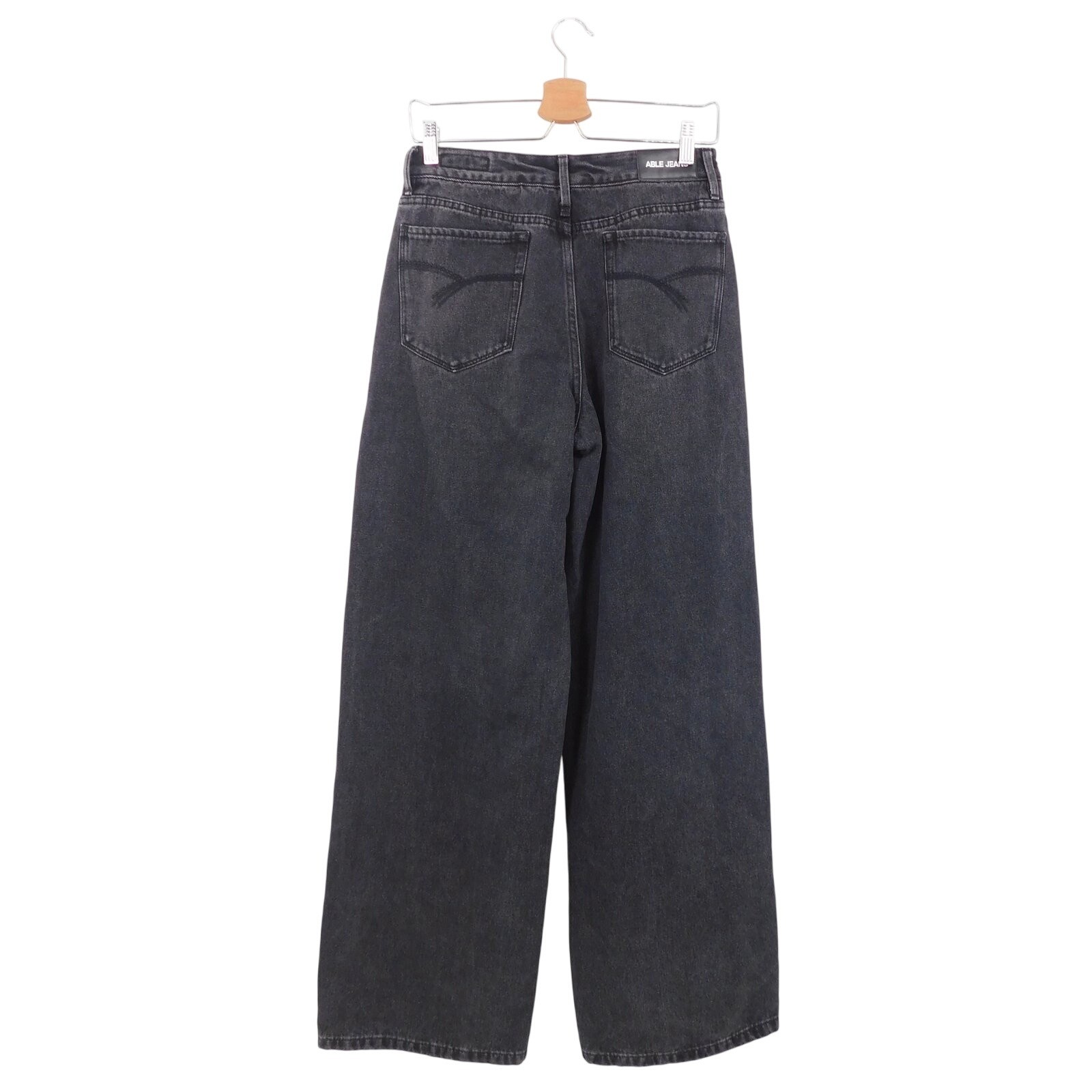 Able Women’s Black High Waist Wide Leg Denim Jeans Size 26/30 In Black