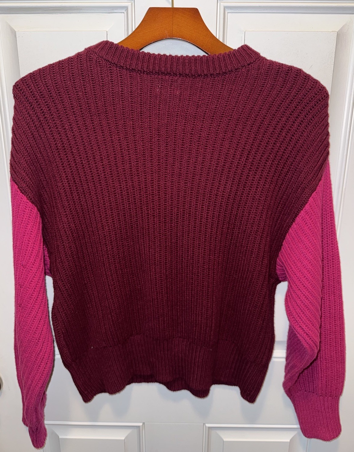 A New Day Womens Knit Acrylic Blend LS Scoop Neck Maroon Pink Sweater Medium