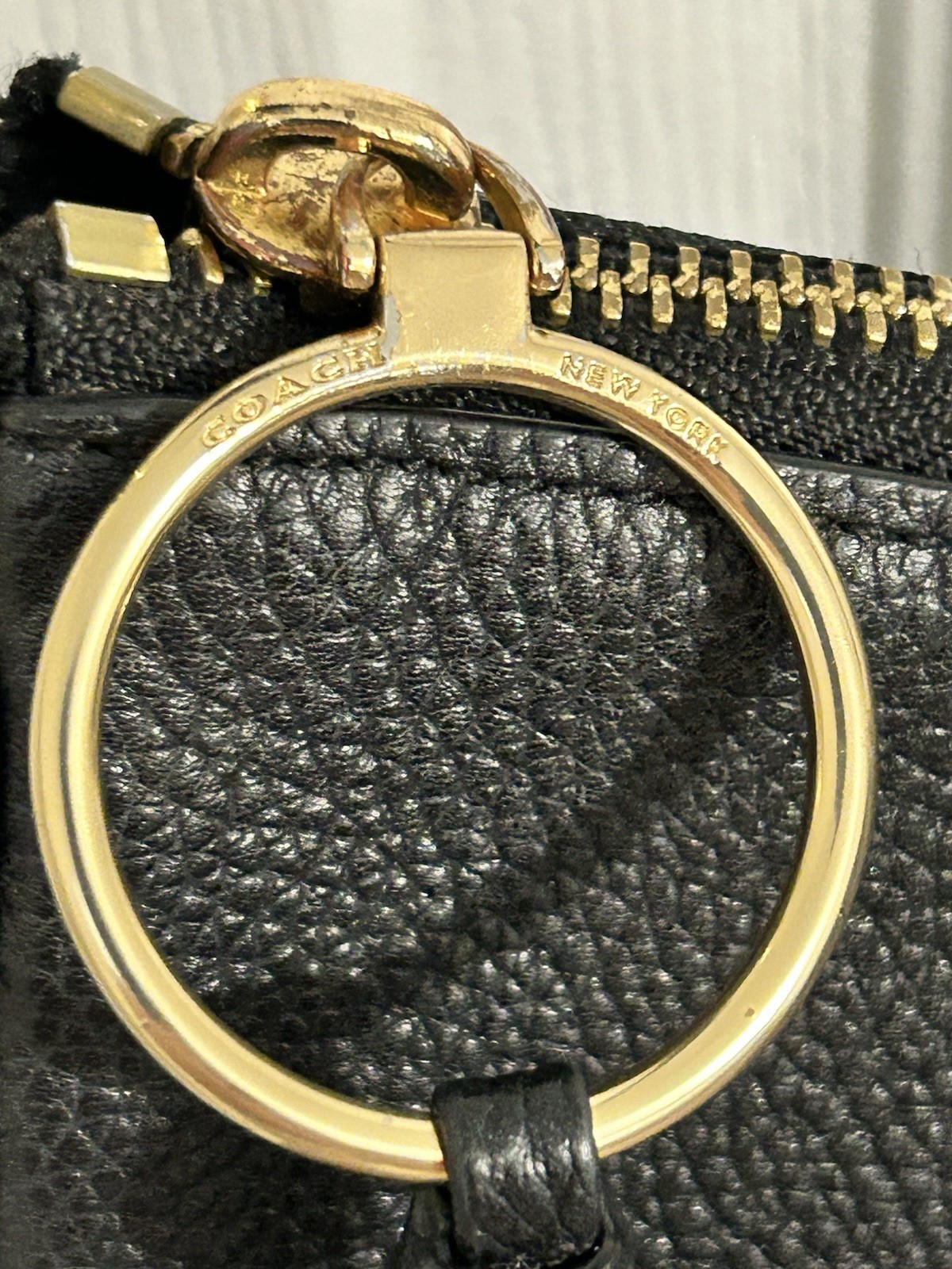 COACH Chaise Leather Crossbody Polished Black Gold Medium