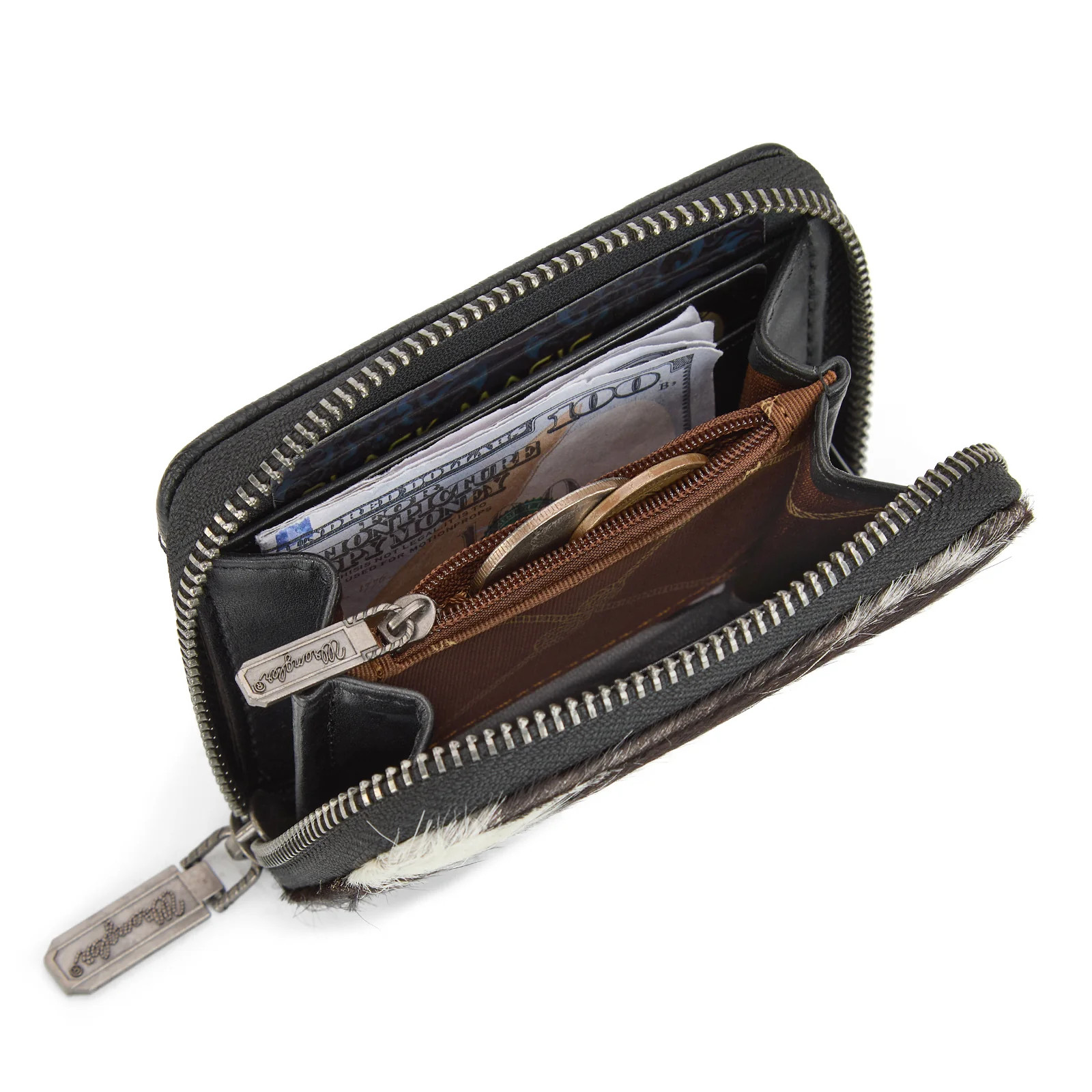 Wrangler Genuine Hair-On Cowhide Zip-Around Wallet