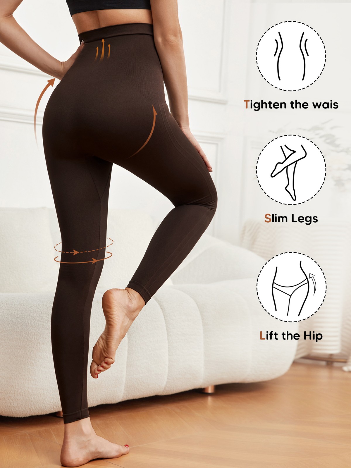 Anti Cellulite Compression Leggings Leg Shaper High Waist Black Pants Shapewear