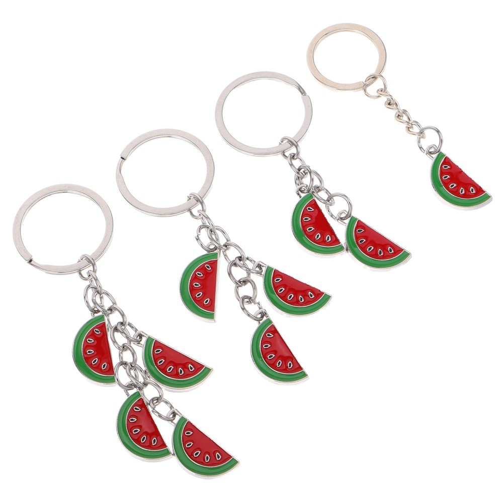 4Pcs Reusable Watermelon Slice Keychain Red Zinc Alloy Bag Charm Accessories
