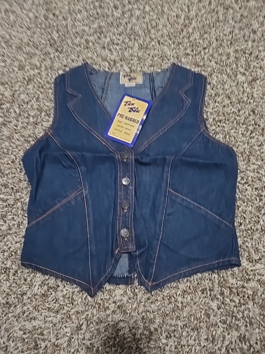 Womans Tru Blu Indigo Denim Vest 100% Cotton Size 16