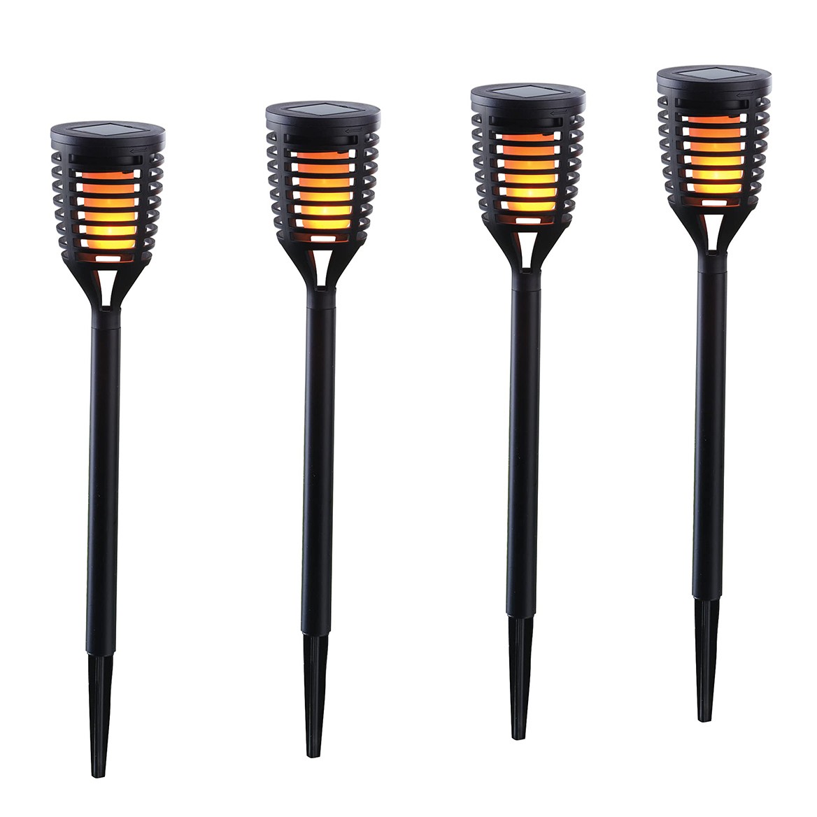 Collections Etc Outdoor Solar Flaming Garden Pathlights – Set of 4