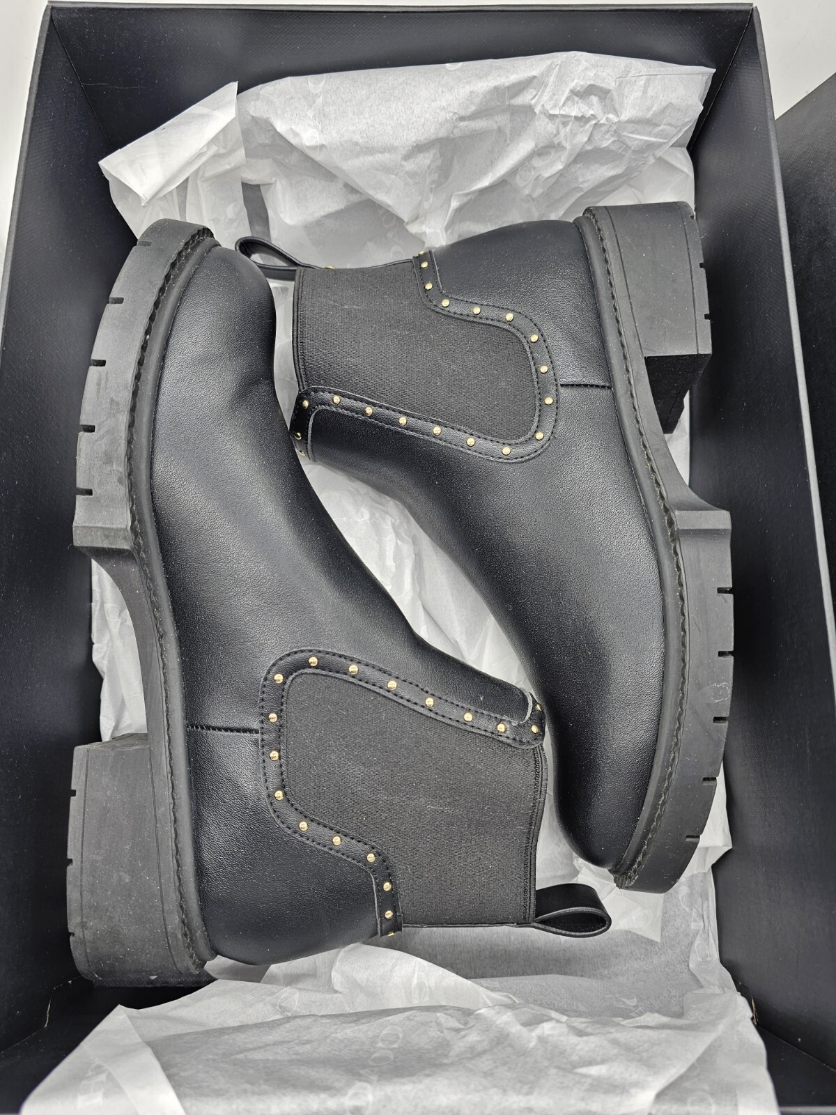 Coach NEW Lory Leather Bootie Womens Size 7 Black Studded Ankle Boots