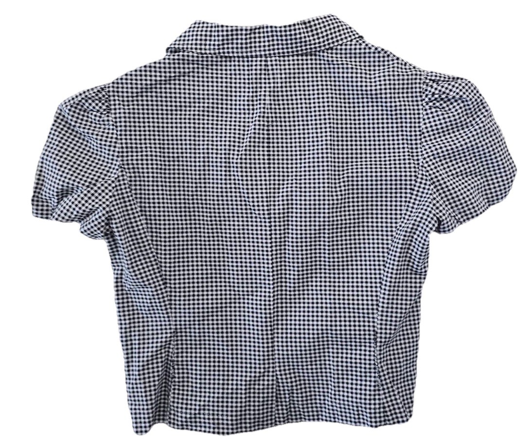 Breakin Loose Blazer Women’s 7/8 Black Gingham Puff Sleeve Western Prairie Y2K