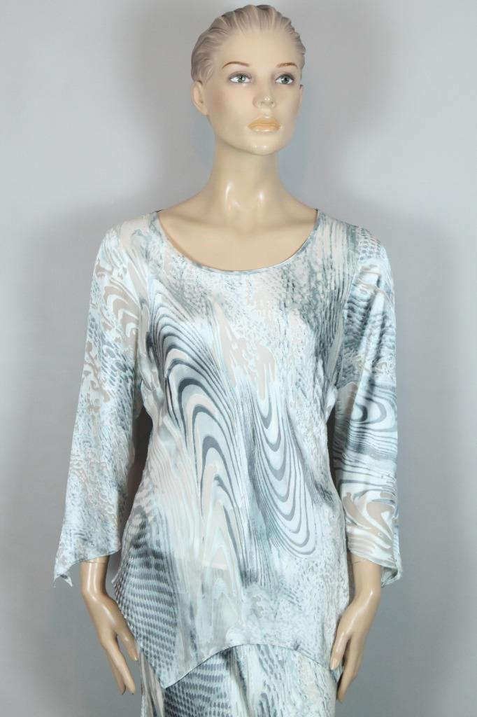 New ALIKI YAMANI CREATIONS Python 2pc Dress Silk Dragon Skirt Top Blouse M/L