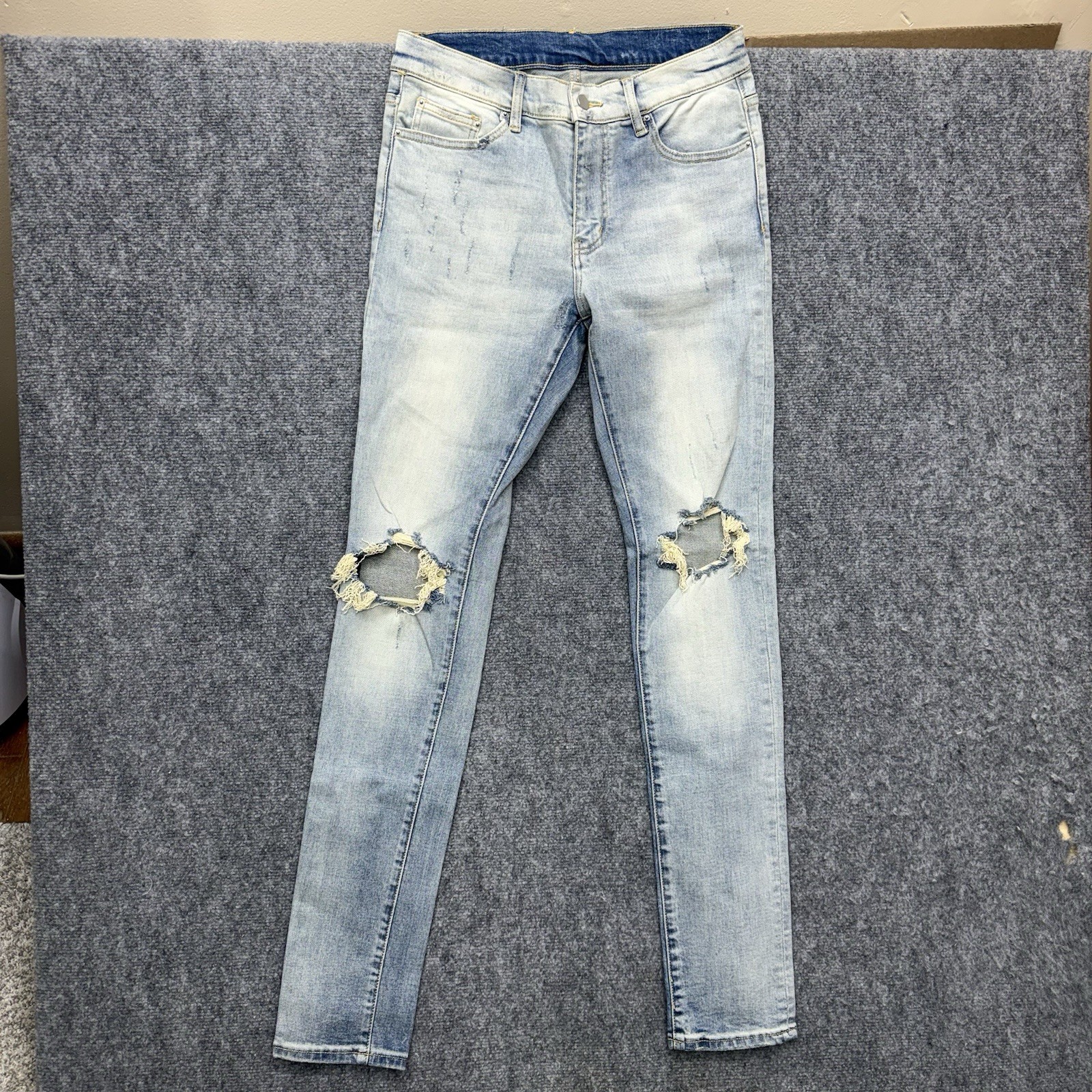 MNML skinny distressed slim jeans men’s size 31 31×35 (rn# 139488) streetwear