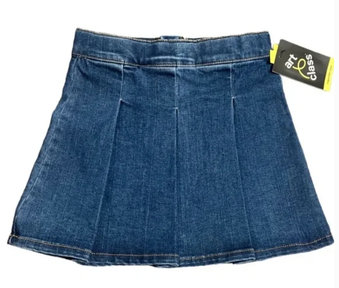 NEW Art Class Girl’s Medium Indigo Pleated Denim Skirt Size Large (10/12)