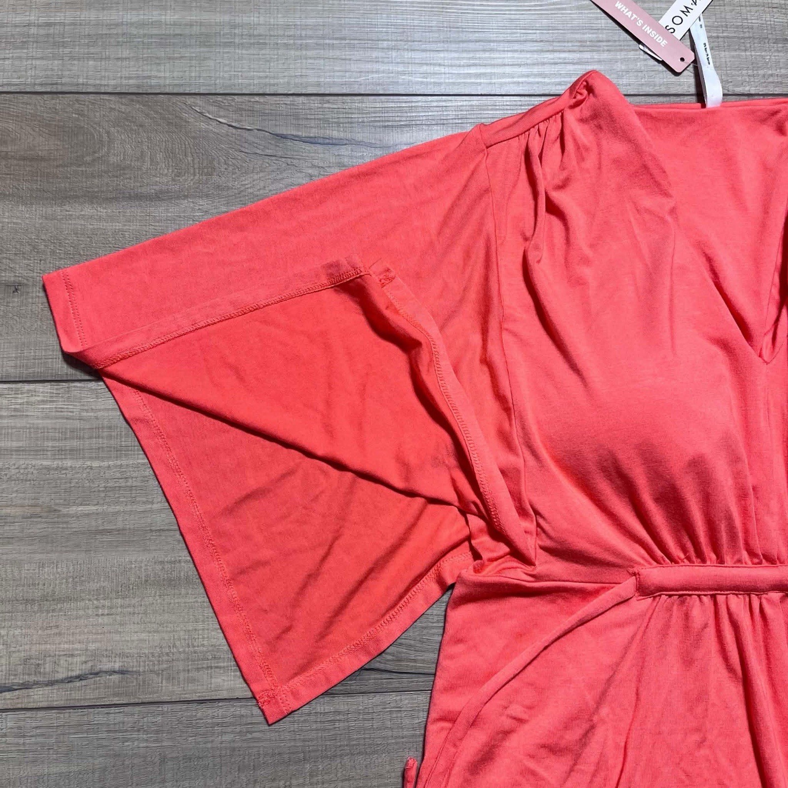 SOMA Womens Soft Jersey Caftan Padded Short Bra Dress Size XS Vivid Coral