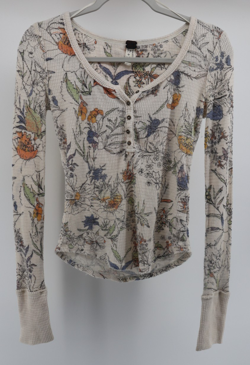 Free People We The Free Size XS Long Sleeve Botanical Floral Davis Thermal Top