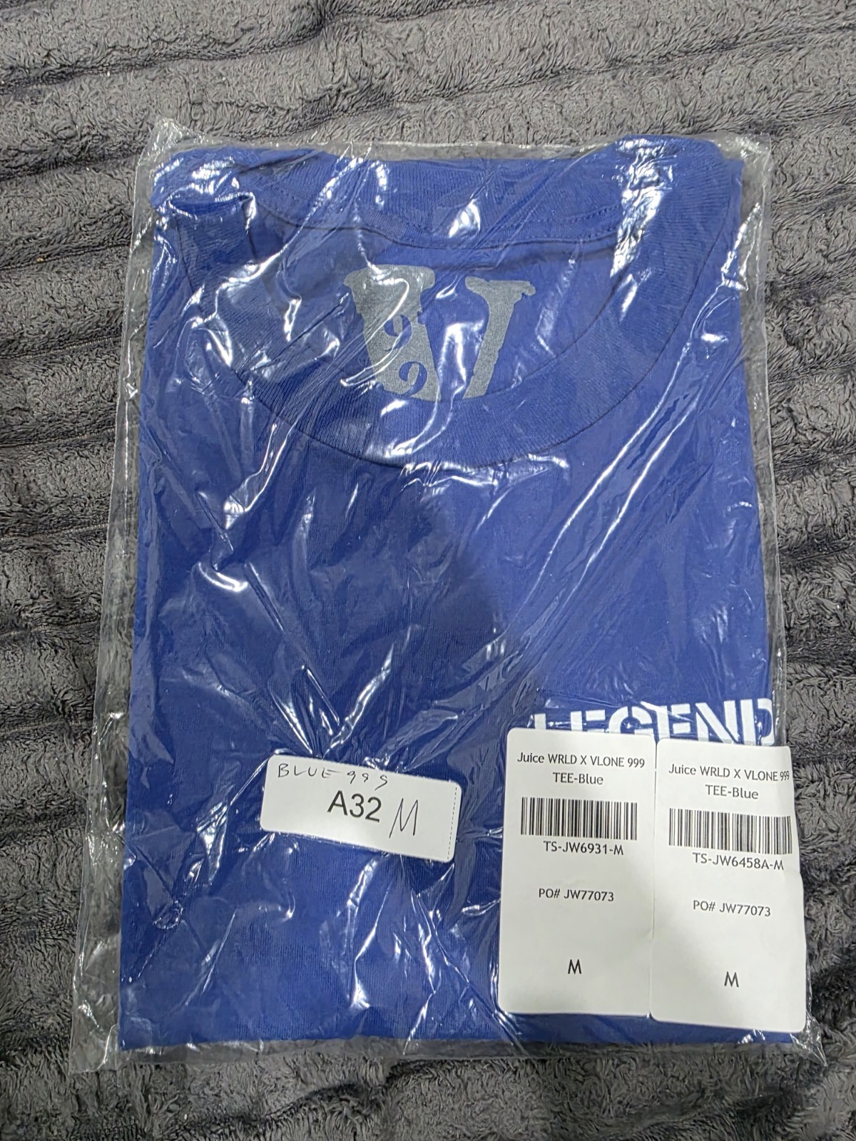 VLONE Juice Wrld Legends Never Die 999 T-Shirt Blue Orange Size Medium M New
