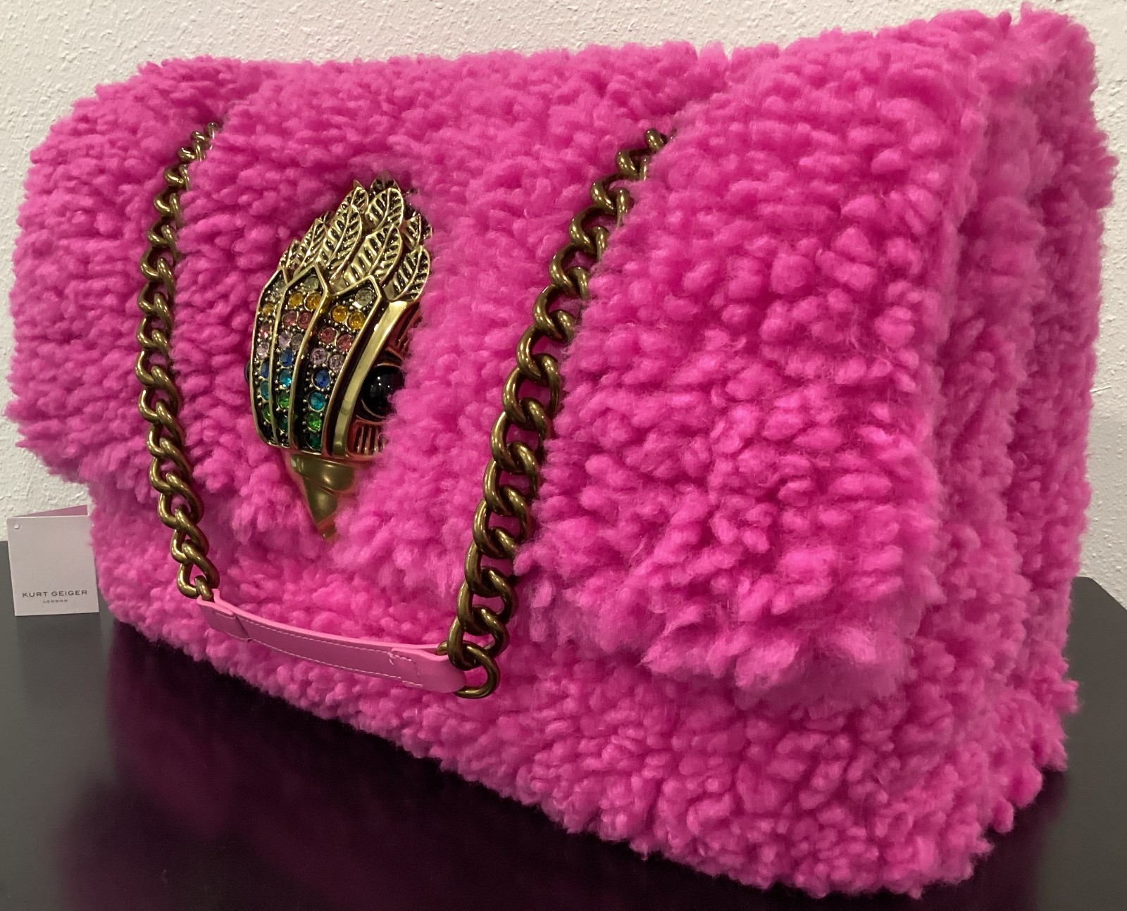 Kurt Geiger Macro Kensington 20″x12″x8″ Faux Fur Pink HEAVY 5 lbs. Soft Rainbow