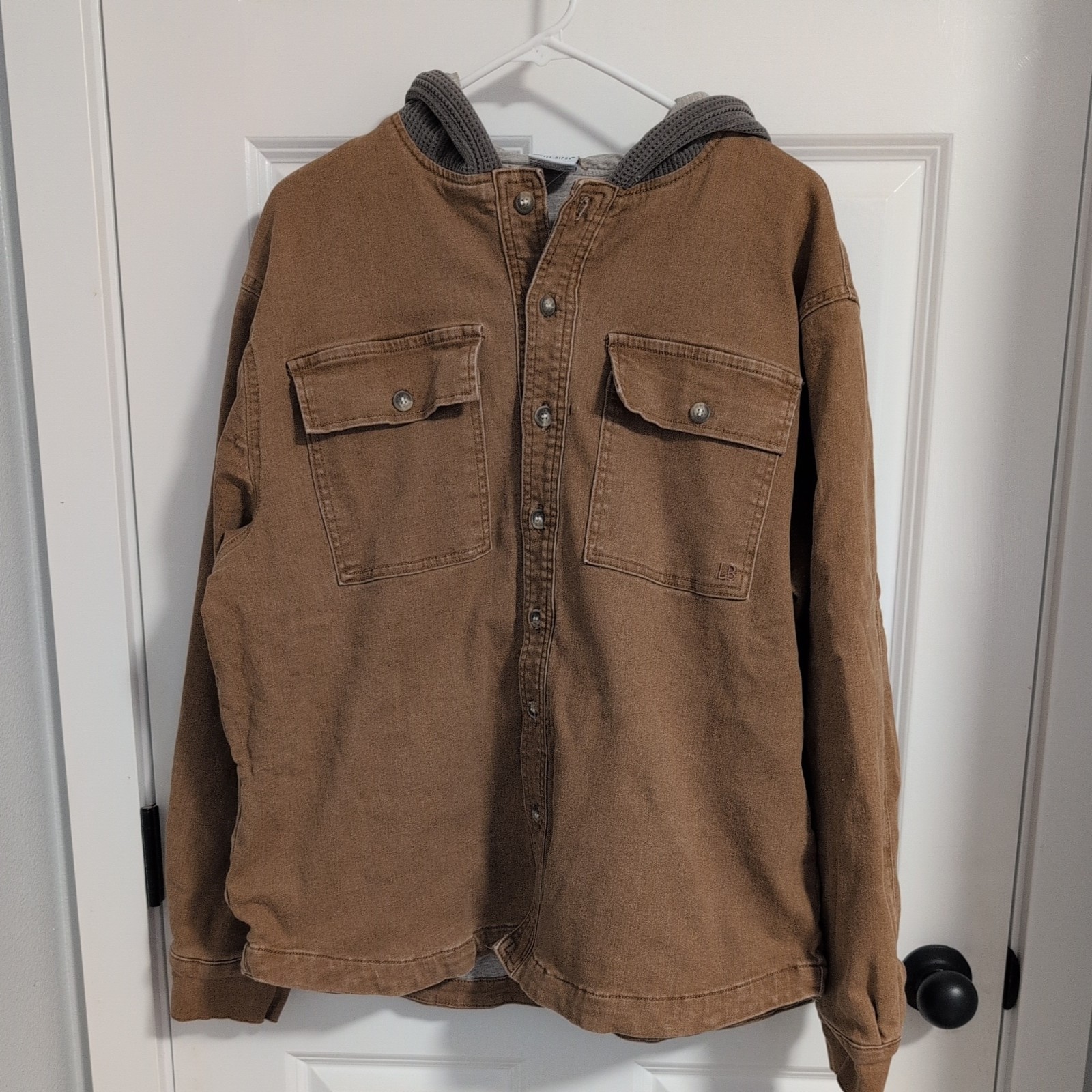 New Without Tags Little Bipsy Shacket Mens XL Brown Hooded Shirt/Jacket