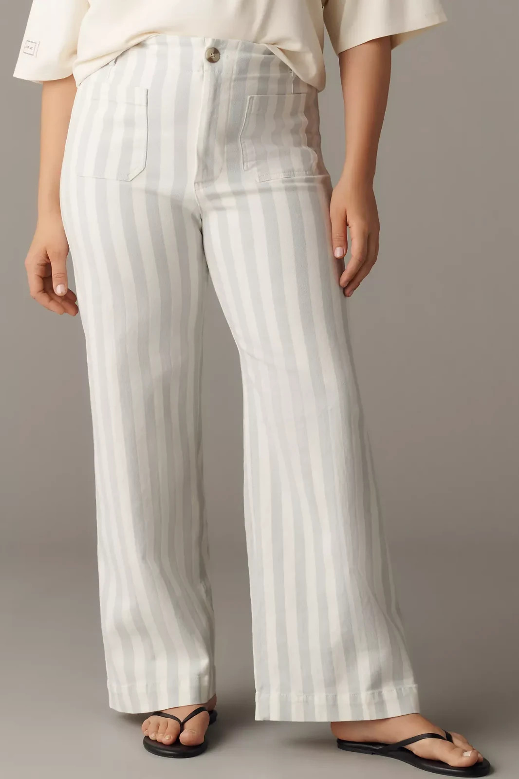 Anthropologie Colette Striped Full-Length Wide-Leg Pants by Maeve