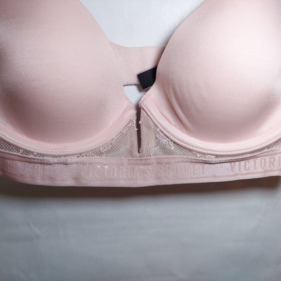 Victoria Secret Bra 32B Pink Supportive Everyday T Shirt Plunge Longline Top