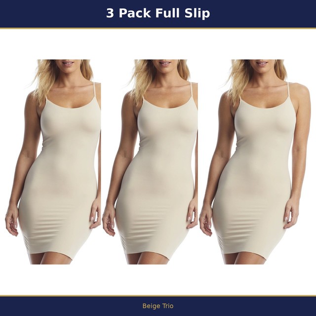 3 Pack Vanity Fair Full Slip 10250E Nylon Seamless white black beige Sz~ S to 2X