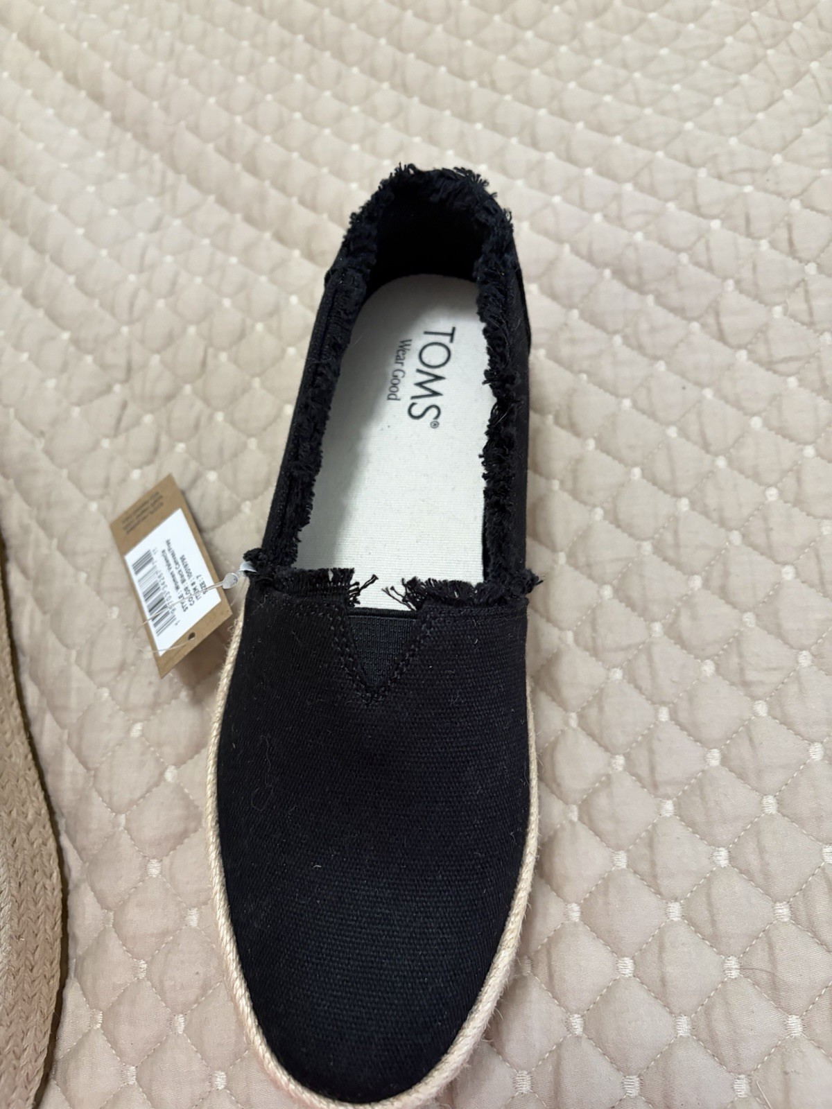 TOMS Women’s Valencia Platform Espadrille Slip-On Black 7.5M