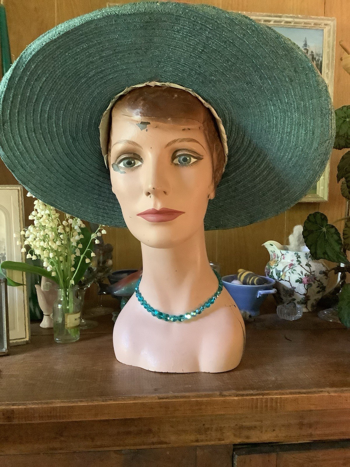 Vintage Antique 1900’s Fabulous JAS G JOHNSON CO Wide Brim HAT One Of A Kind