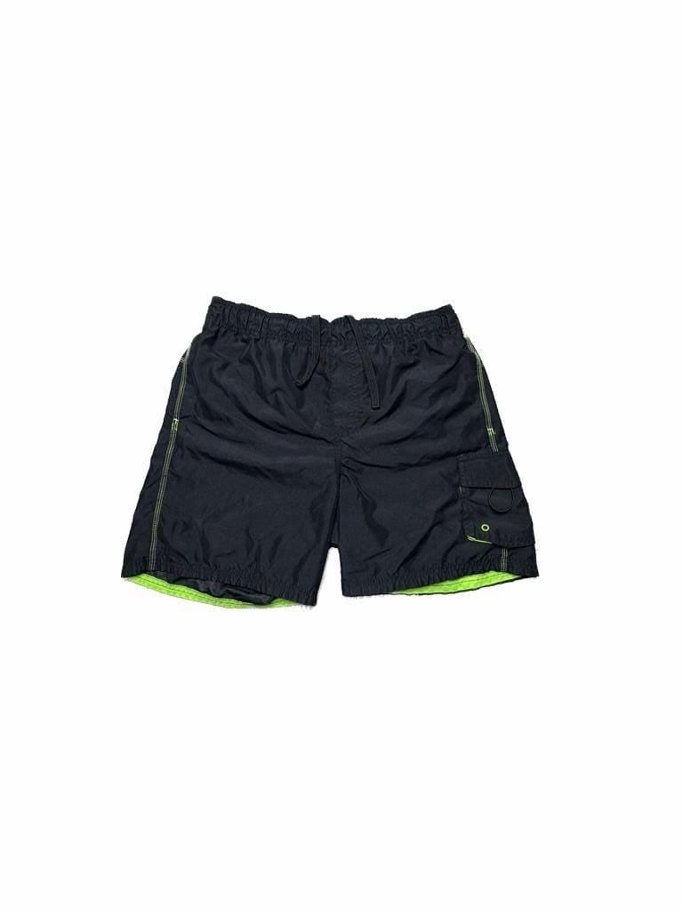 U.S. Apparel Men’s Black Swim Trunks with Neon Green Lining and Cargo Pocket