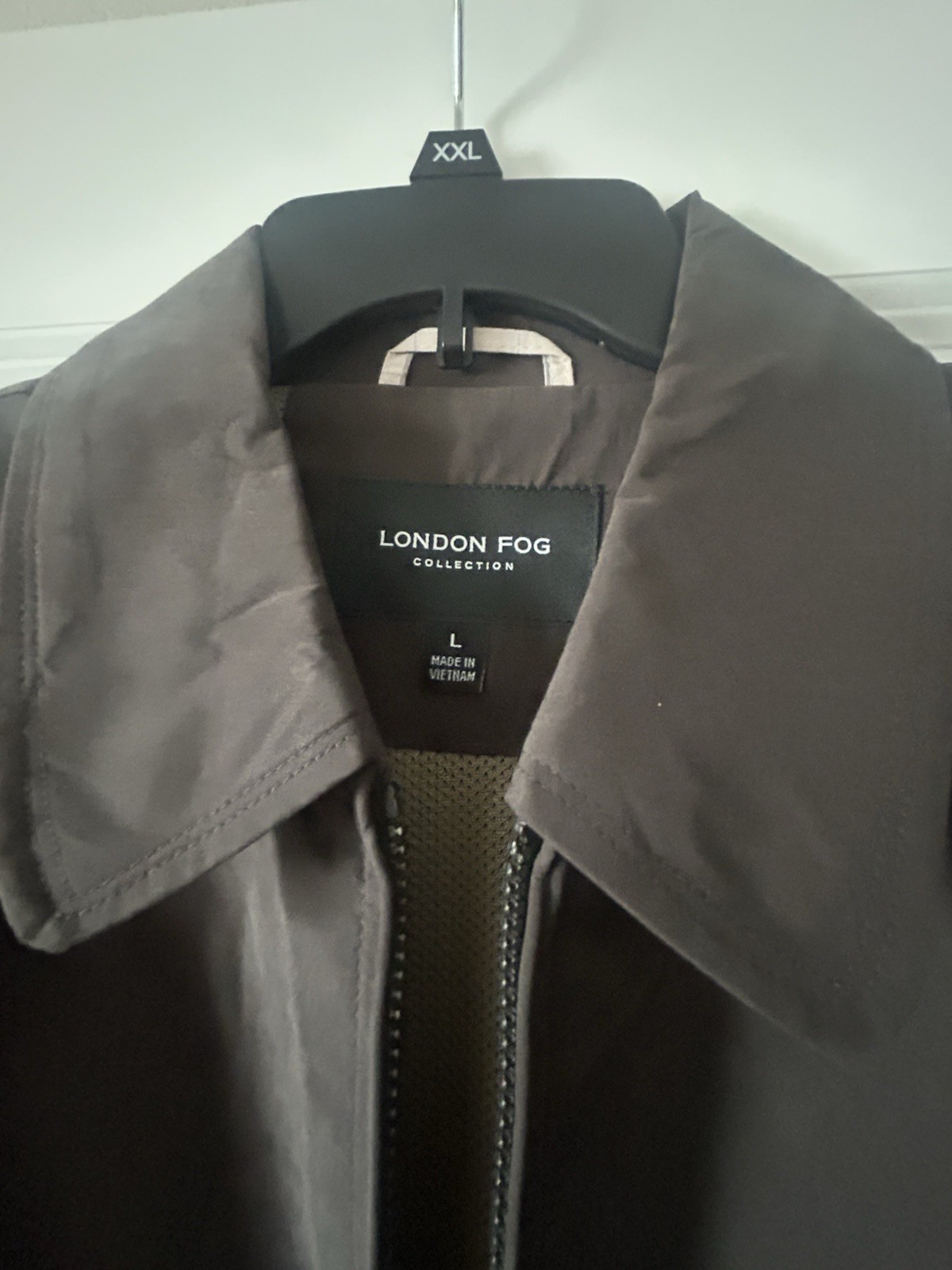 London Fog Men’s Brown Full Zip Jacket Point Collar Regular Fit Size L