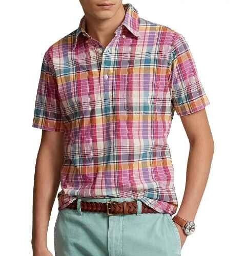 Polo Ralph Lauren men’s Madras Poplin Popover Shirt – Medium -retail $148