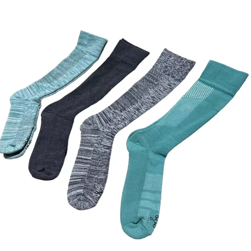 TOMMIE COPPER 4 PACK OVER THE CALF NANOGLIDE COMPRESSION SOCKS Size Large JADE