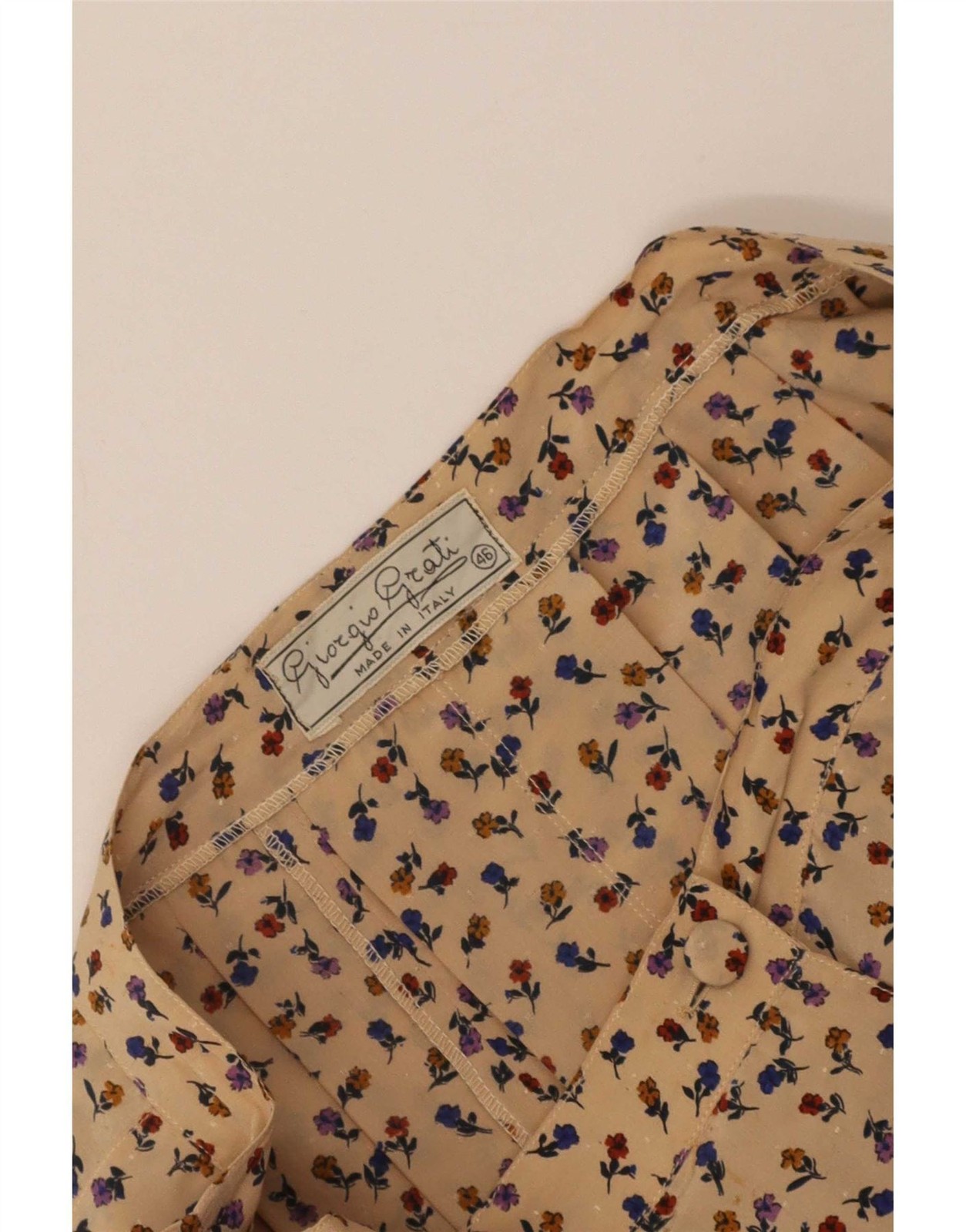 Giorgio Grati Womens Pleated Skirt IT 46 Large W30 Beige Floral EC05