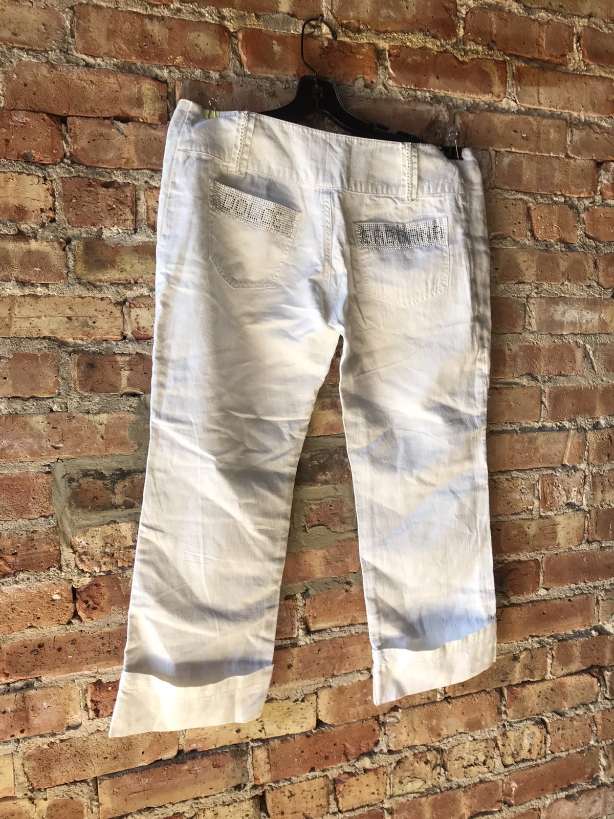 Dolce Gabbana White Capri Pants 52% Linen 48% Cotton Low Cut Rise L