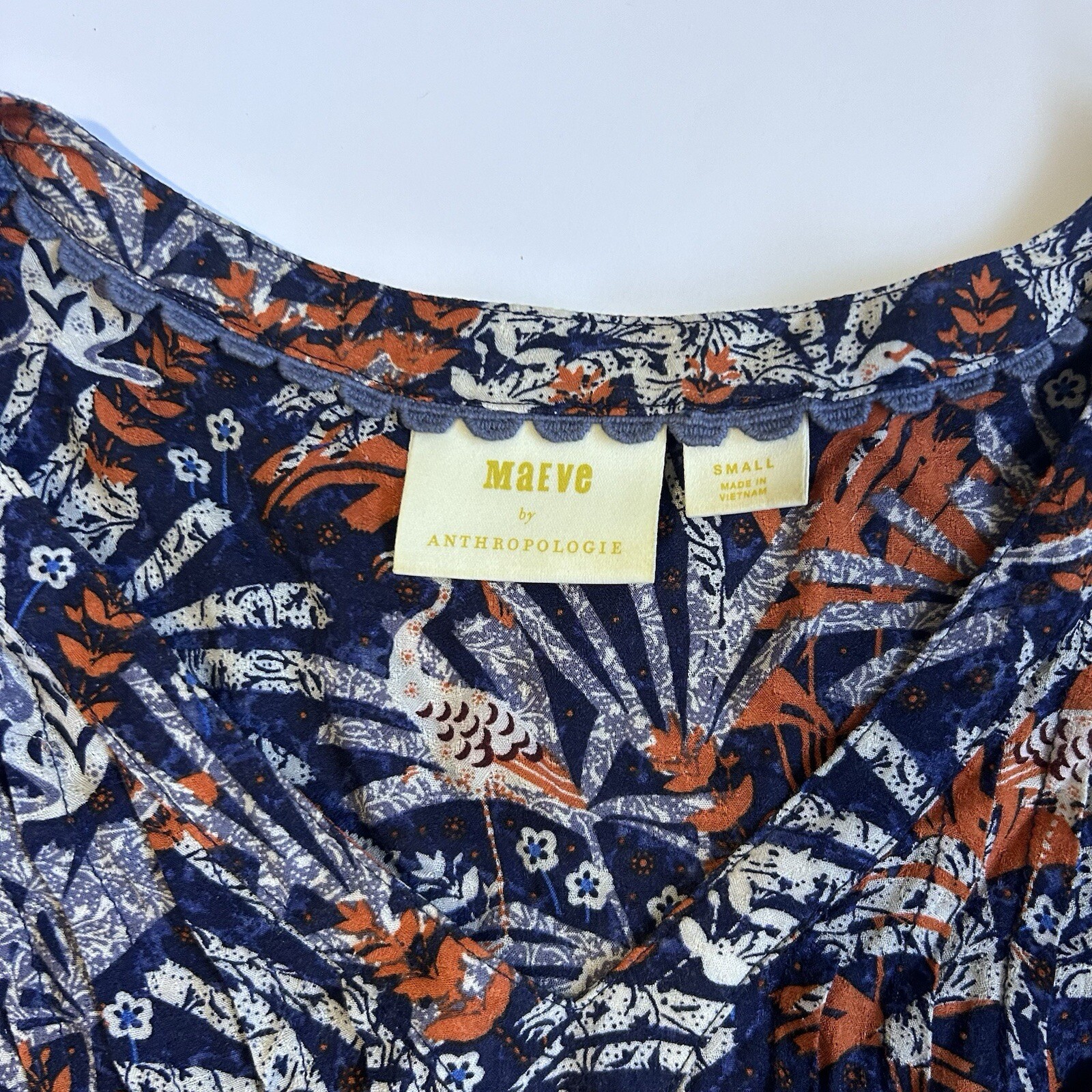Anthropologie Maeve Cathy Jungle Print Pleated Blouse Size Small