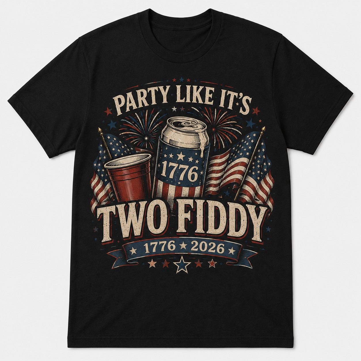 Party Like It’s Two Fiddy America 250th Patriotic T-Shirt 1776-2026 4th of july