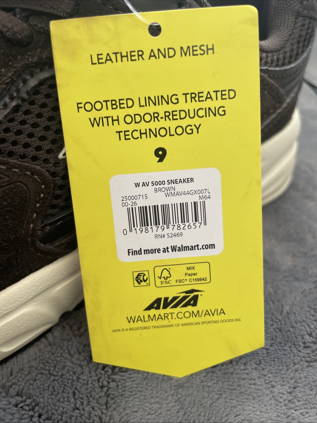 Avia 5000 Shoes women Size 9 Brown Leather Ang Mesh Odor Control NEW