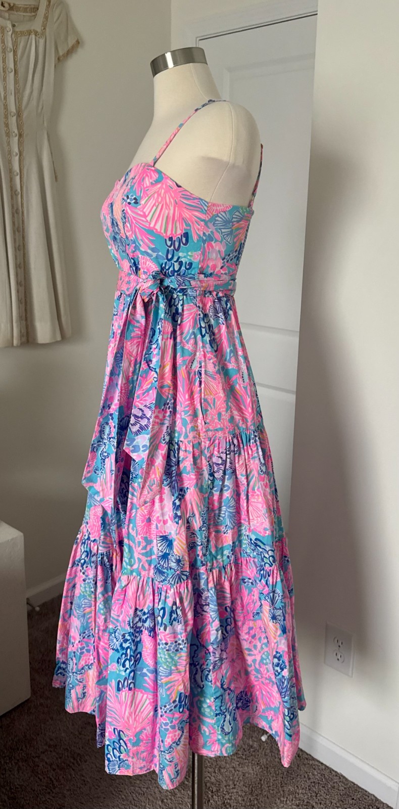 Lilly Pulitzer “Splendor in the Sand” Print Midi Cotton Dress w/Pockets – Size 0
