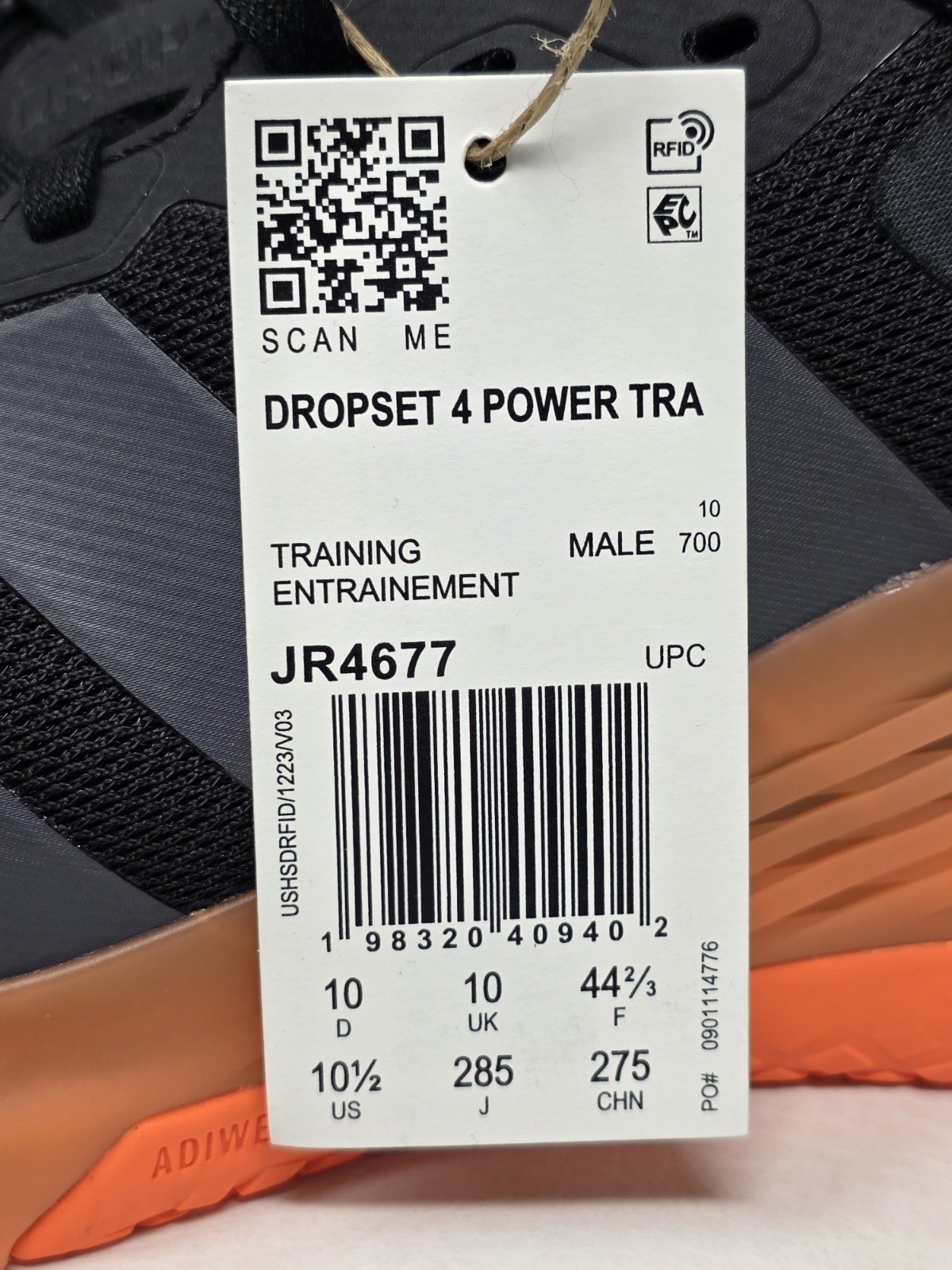 Adidas Dropset 4 Power Training Shoes Black Orange Mens Size 10.5 JR4677 New