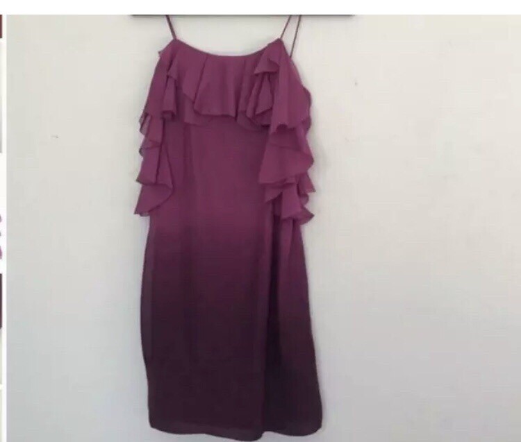 $395 REBECCA TAYLOR SILK Dress 6 S Ruffle Ombre Chloe Dye spade Magnolia kate