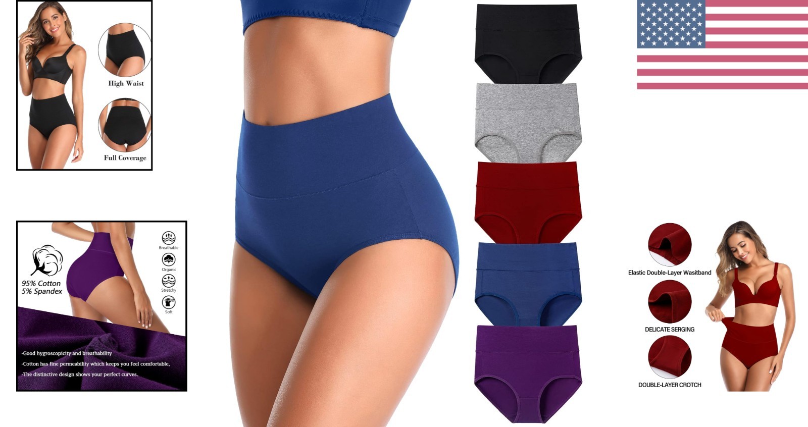 Full Coverage Cotton Briefs 5-Pack for Women – Stylish & Soft Everyday Wear