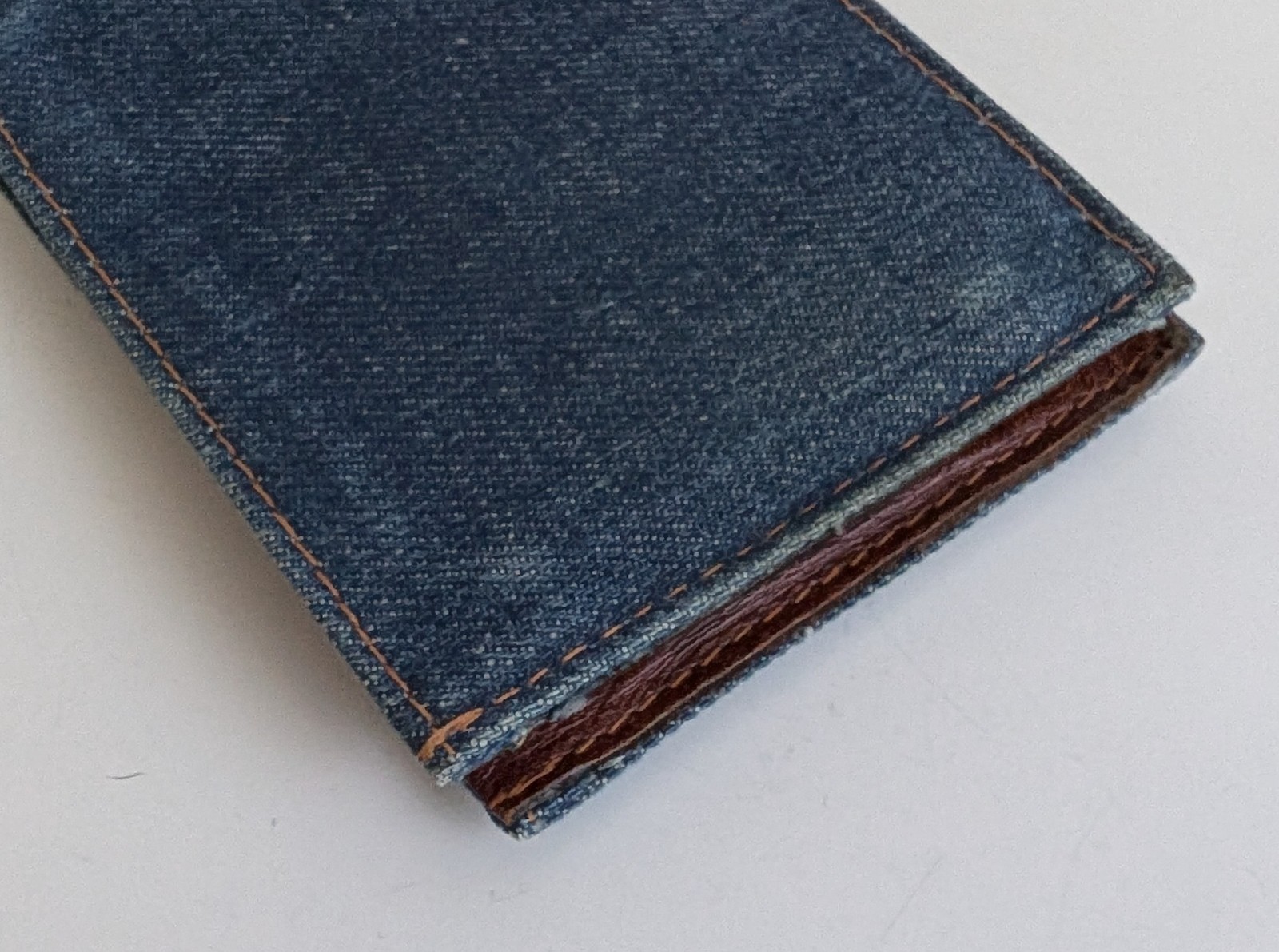 Vintage Levi Strauss denim leather wallet bifold two horse patch steerhide USA
