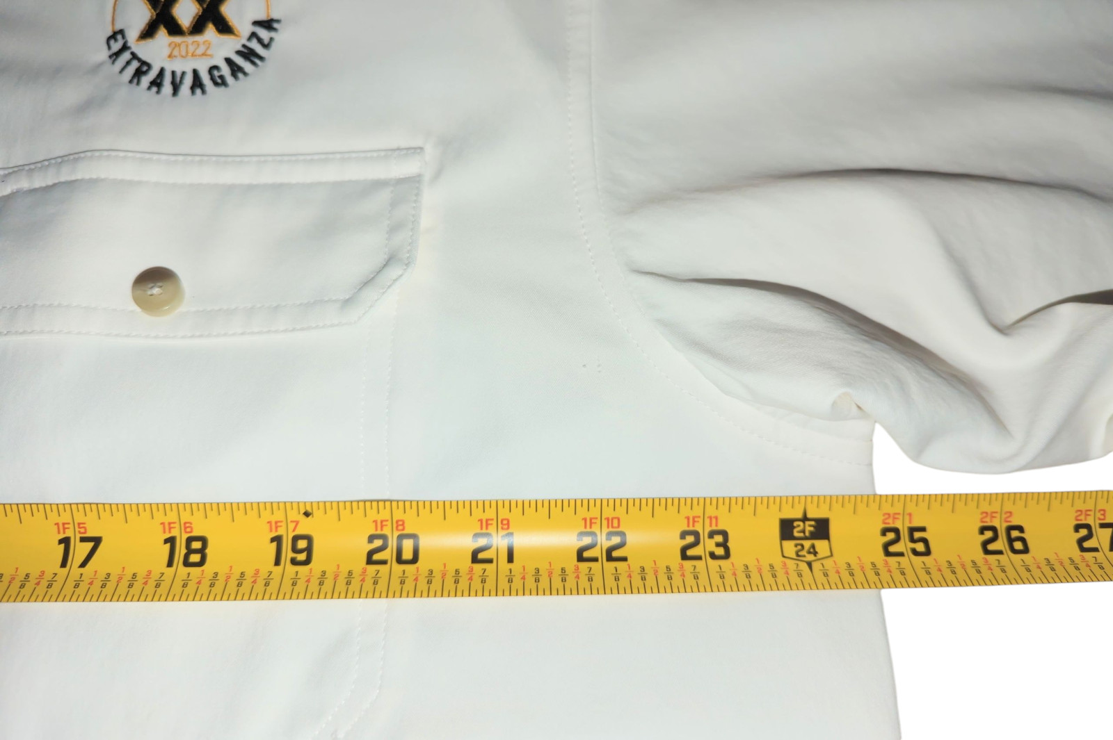 PONCHO Outdoors Vented Button Up Shirt Magnetic Mens LARGE White Comanche Logo