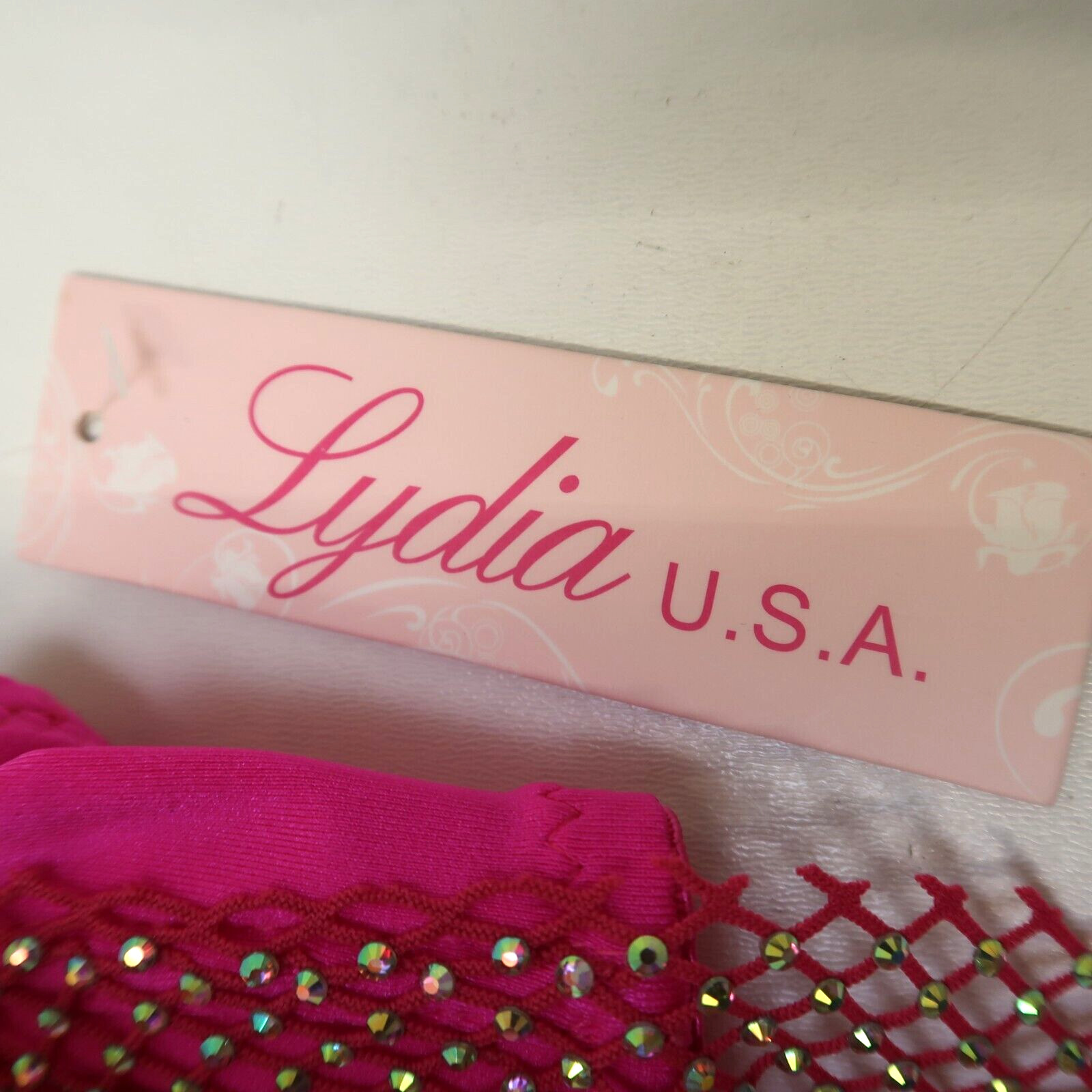 Lydia USA Crystal Rhinestone Tassel Glam Pink Bustier Crop Top Size Small Dance